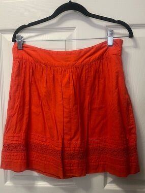 LOFT Women’s Orange A-Line Eyelet Hem Lined Skirt. Size 4. Cottagecore. Beach.